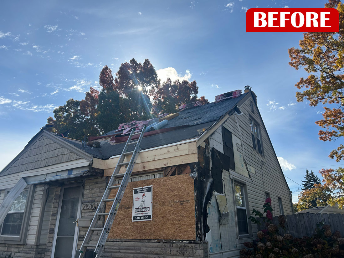 Crew busy replacing roof of home in St. Clair Shores, Michigan